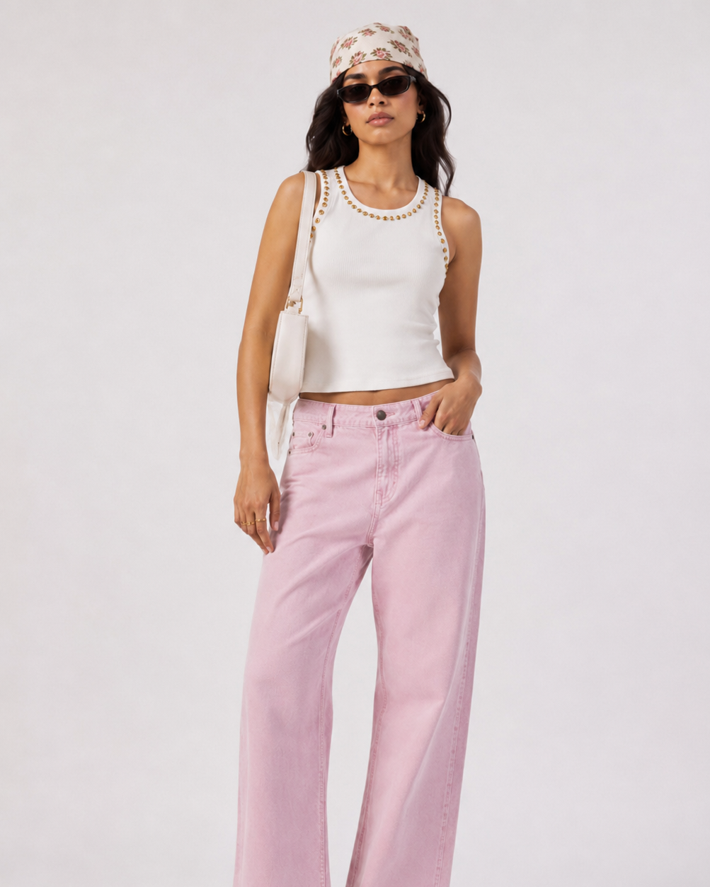 Essenzza -  White Studded Tank Top