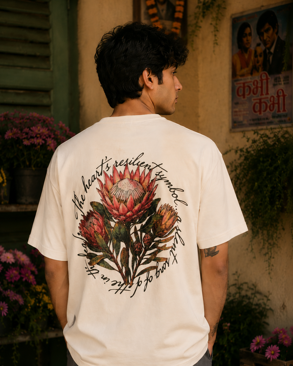 ESSENZZA -  Offwhite Resilient Bloom Oversized T-shirt