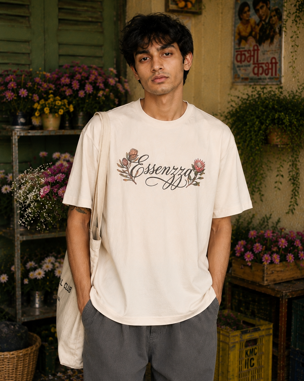 ESSENZZA -  Offwhite Resilient Bloom Oversized T-shirt