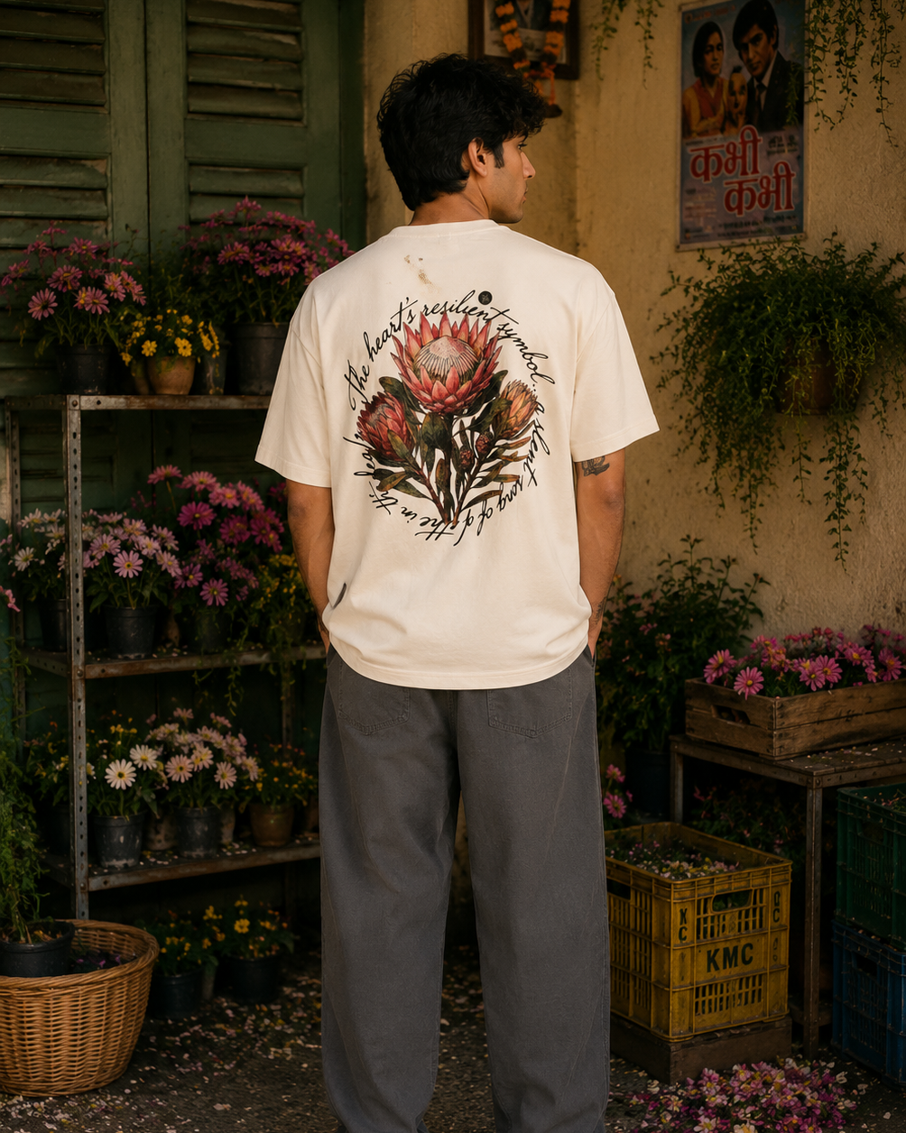 ESSENZZA -  Offwhite Resilient Bloom Oversized T-shirt