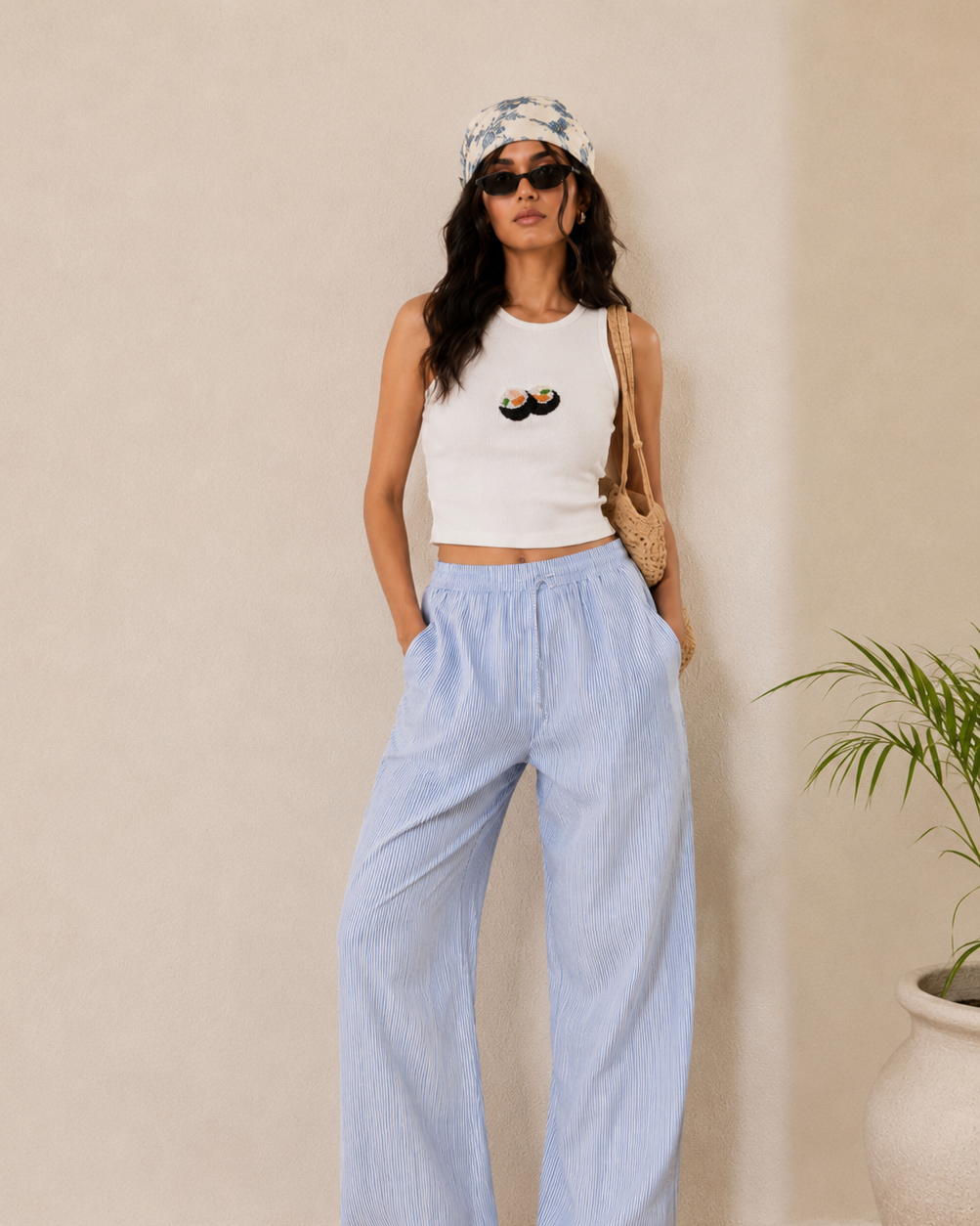 Essenzza -  White Sushi Beaded Tank Top