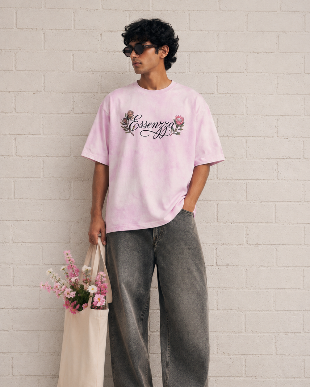 ESSENZZA - Protea Bloom Vintage Oversized T-shirt